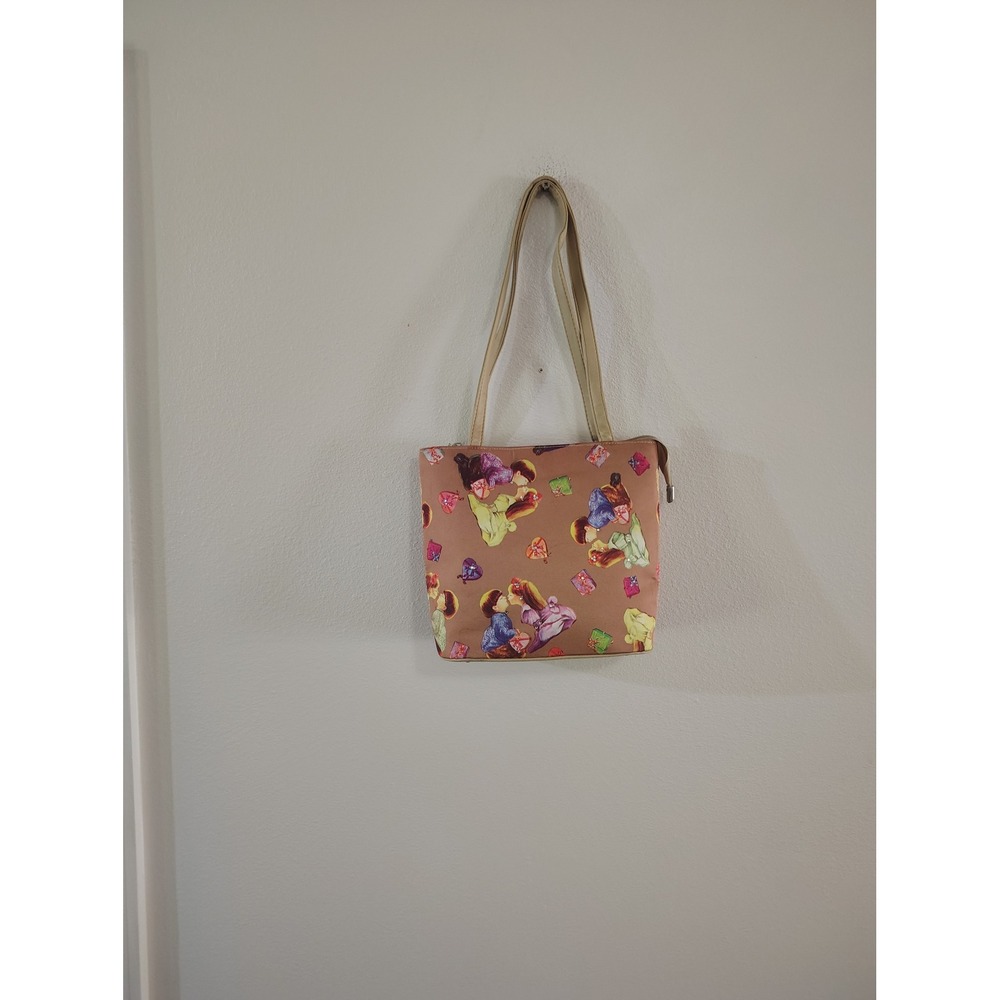 Vintage Style Children Hearts Print Shoulder Bag Terracotta Pink Tote Zip Top‎